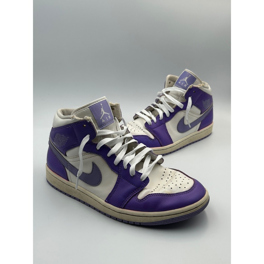 Nike Air Jordan 1 Mid Purple White Womens Basketball Sneakers BQ6472-504